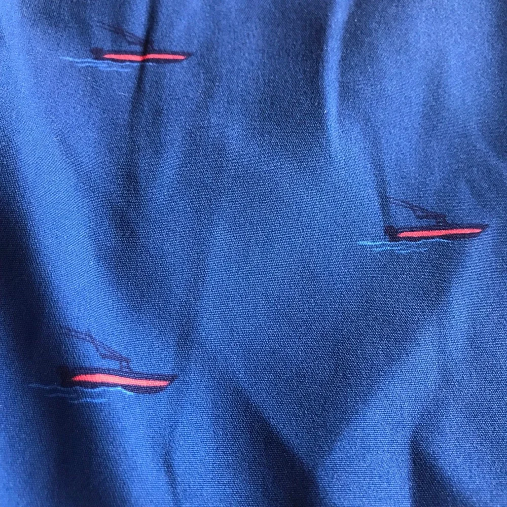Huk Mens Charter‎ Volley Shorts Blue Boat Print Fishing Swim Trunks Small